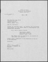 Appointment letter from Governor William P. Clements, Jr., to Secretary of State Jack Rains, June 2, 1988