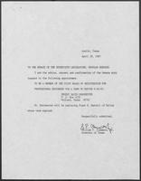 Appointment letter from William P. Clements, Jr., to Texas Senate, April 29, 1987