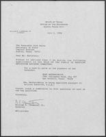 Appointment letter from Governor William P. Clements, Jr., to Secretary of State Jack Rains, July 5, 1988