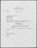 Appointment letter from William P. Clements, Jr., to Secretary of State George S. Bayoud, Jr., August 24, 1989