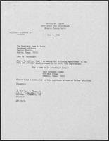 Appointment letter from William P. Clements, Jr., to Secretary of State Jack Rains, July 8, 1988