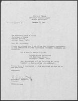 Appointment letter from Governor William P. Clements, Jr., to Secretary of State, Jack Rains, December 17, 1987