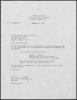 Appointment letter from Governor William P. Clements, Jr., to Secretary of State, Jack Rains, December 17, 1987
