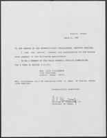 Appointment letter from William P. Clements, Jr., to Texas Senate, March 21, 1989