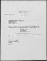 Appointment letter from Governor William P. Clements, Jr., to Secretary of State George S. Bayoud, Jr., August 28, 1989