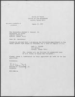 Appointment letter from Governor William P. Clements, Jr., to Secretary of State George S. Bayoud, Jr., August 16, 1990