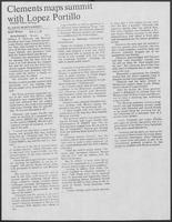 Newspaper clipping headlined, "Clements maps summit with Lopez Portillo," March 15, 1980