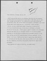 Briefing for Governor William P. Clements, Jr. regarding press conference topics,  June 21, 1979