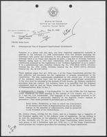 Memo from Rider Scott to William P. Clements regarding Gubernatorial Veto of Proposed Constitutional Amendments, May 31, 1988