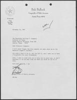 Letter from Bob Bullock to William P. Clements, Jr., November 16, 1987