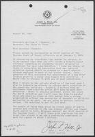 Letter from John Hill to William P. Clements, Jr., August 26, 1987