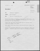 Memo from Karl Rove to William P. Clements regarding 3rd of 10 calls for SSC, October 6, 1987.