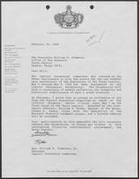 Letter from Rita Crocker Clements to William P. Clements regarding the dedication of the Texas Capitol, February 16, 1988