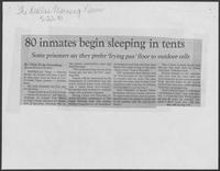 Dallas Times Herald clipping headlined "80 inmates begin sleeping in tents," May 22, 1981   