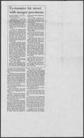 Newspaper clipping headlined "Ex-inmates hit street with meager provisions," October 14, 1986