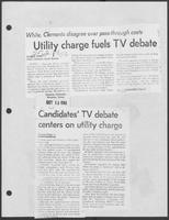 Newspaper clipping headlined, "Utility charge fuels TV debate," October 12, 1982