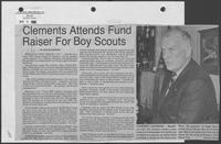 Newspaper clipping headlined, "Clements Attends Fund Raiser for Boy Scouts," May 6, 1982