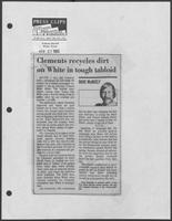 Newspaper clipping headlined, "Clements recycles dirt on White in tough tabloid," September 27, 1982