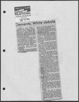 Newspaper clipping headlined, "Clements, White debate," Waxahachie Daily Light, September 26, 1982
