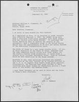 Letter to William P. Clements from John A. Hammack, February 11, 1987.