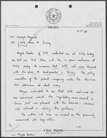 Handwritten memo from Chris Shields to George Bayoud regarding GTE Move to Irving, April 17, 1989