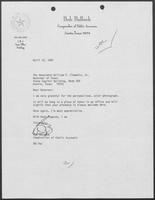 Letter from Bob Bullock to William P. Clements regarding autographed photo, April 15, 1987