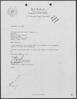 Letter from Texas Comptroller Bob Bullock to William P. Clements, Jr., September 10, 1987