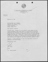 Letter from John Sharp to William P. Clements regarding the Railroad Commission of Texas, February 16, 1987