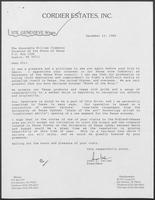 Letter from John Collet to William P. Clements regarding Texas wine industry, December 15, 1988