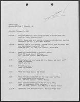 Schedule for William P. Clements' trip to Washington, D.C. on February 3, 1988, regarding the Superconducting Super Collider