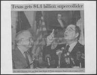 Newspaper clipping headlined "Texas gets $4.4 billion supercollider," 1988