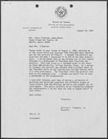 Letter from William P. Clements to Irene Iribarren Lopez-Rubio regarding a portrait of George H. W. Bush, August 24, 1989