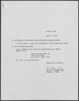 Appointment letter from William P. Clements to the Senate of the 71st Legislature, April 26, 1989