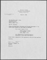 Appointment letter from William P. Clements to Secretary of State, Jack Rains, March 24, 1988