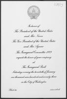 Invitation to the Inaugural Ball for President Nixon and Vice President Agnew, January 20, 1973