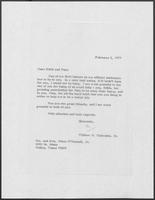 Letter from William P. Clements to Edith and Peter O'Donnell, February 2, 1973