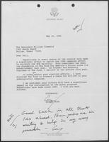 Letter from George Bush to William P. Clements, Jr., May 16, 1986