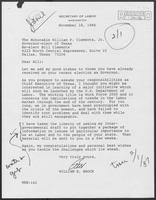 Letter from William E. Brock to William P. Clements, November 18, 1986