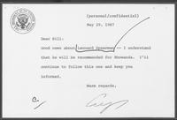 Note from George Bush to William P. Clements, May 29, 1987