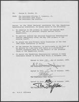 Memo from William P Clements, Kent Hance, Tom Loeffler regarding agreement between Republican candidates, 1985