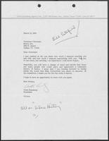 Letter from Vicki Eisenberg to William P. Clements, Jr., March 21, 1985