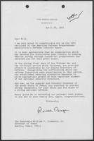 Letter from Ronald Reagan to William P. Clements regarding the Defense Industry Award, April 28, 1981