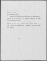 News release from the Office of Governor William P. Clements, Jr., regarding recent appointment, November 8, 1979