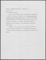 News release from the Office of Governor William P. Clements, Jr., regarding recent appointment, May 30, 1980