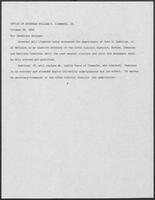 News release from the Office of Governor William P. Clements, Jr., regarding recent appointment, October 20, 1982