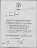 Memo from David Herndon to Governor William P. Clements, Jr., regarding distribution of oil overcharges, October 12, 1982