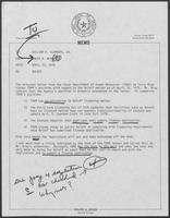 Memo from David A. Dean to William P. Clements regarding Brother Roloff, April 23, 1979