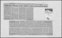 Newspaper clipping headlined, "Poll says Texans want stiffer crime prevention laws," January 16, 1981
