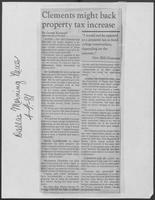 Newspaper clipping headlined, "Clements might back property tax increase," April 4, 1981