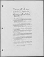 Newspaper clipping headlined, "Wiretap bill will pass in coming Legislature, Clements tells officials," Augustd 30, 1980